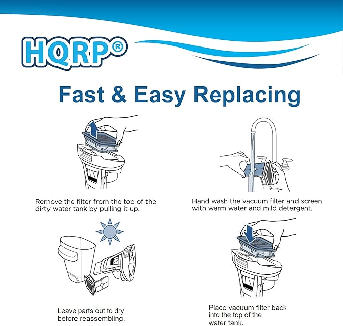 HQRP 2-pack Filter compatible with Bissell 2328, 2305, 2305K, 2303, 2306A, 2306, 23062, 23068 CrossWave Pet Pro Multi-Surface Wet Dry Vac Vacuum Cleaners - AquaVibe