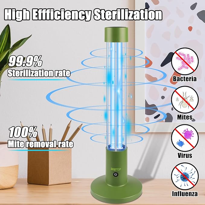 60W UV Light Sanitizer, Ozone-Free Home Disinfection Device for Haloclean UV, 254nm UVC Lamp Odor Eliminator for Whole Room, Ultraviolet Light with 3-Speed Timing and Remote