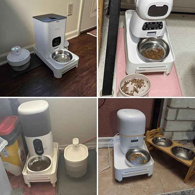 YOUEON Raised Pet Feeder Stand for Cats and Dogs Neck Health, Adjustable Height Elevated Shelf Suitable for 90% Automatic Pet Feeder & Water Dispenser, with Drawer to Stock Pet Snacks, Canned Food