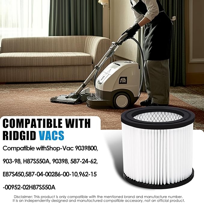 90398 Shop Vac Filters Replacement for Shop Vac Type AA Cartridge Filter 90398/118692, 9039800, 9039833(2 Pack), with 4 Foam - AquaVibe