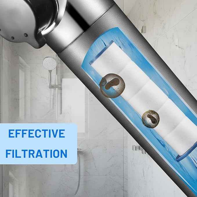12 PCS Ion Drops Shower Head Filters, 3.3Inch Filtered Shower Head Replacements, Universal Fit for Most Showerheads, Showerhead with Filter for Detachable