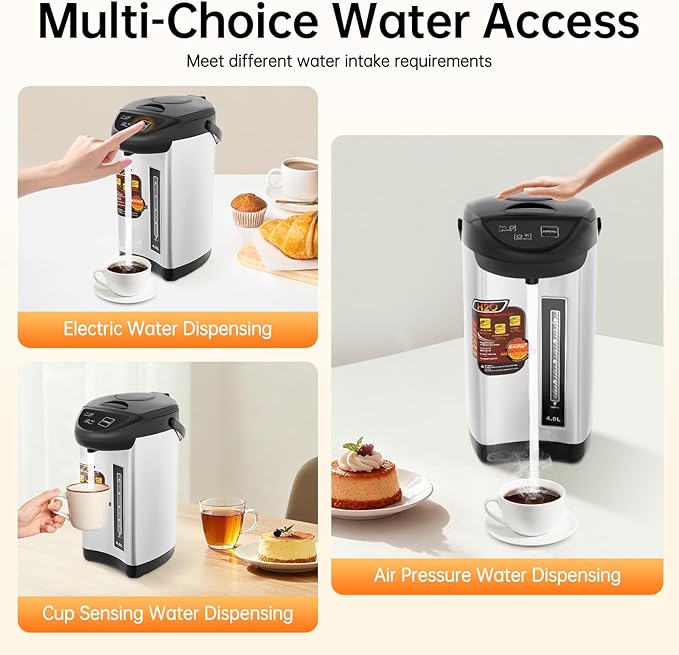 Combination Water Boilers & Warmers, 4L/135oz Electric Water Boiler with Portable Handle and Filter Mesh, 750W Electric Kettle for Dining Rooms, Living Rooms, Kitchens (Black)