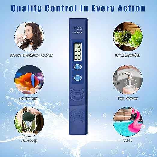 Portable Digital TDS Water Meter - 0-9990 ppm Water Quality Tester for Drinking Water, Farming, Aquariums,Pools&RO-RODI Systems (Blue)