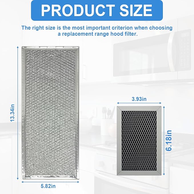 3PCS Microwave Charcoal & Grease Filter Replacement for GE Microwave Filter JVM6175SF1SS JVM6175SK1SS JVM6175SK2SS JVM6175SK3SS Microwave Filters