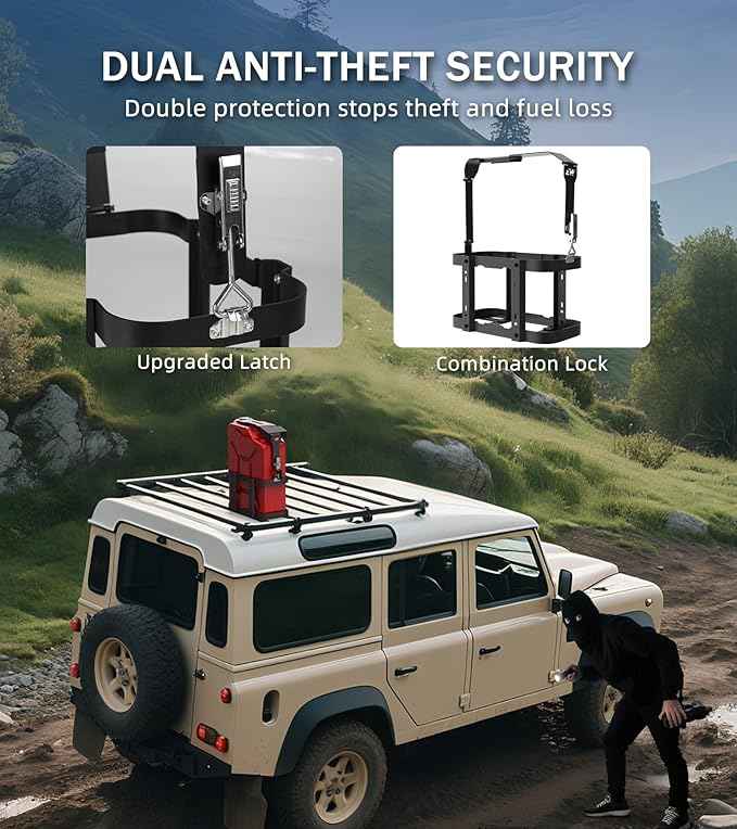 ELITEWILL 5 Gallon Jerry Gas Can Mount, 20 Liter Anti-Theft Jerry Can Holder Steel Water Container Carrier Lockable Mounting Bracket for Camping, Off-Road, Overlanding