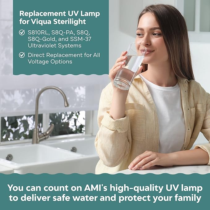 APPLIED MEMBRANES INC. UV-Light Water Filter Replacement Bulb, Compatible with S810RL Viqua Sterilight S8Q-PA, S8Q, S8Q-Gold, & SSM-37 Ultraviolet Systems, 32.52"