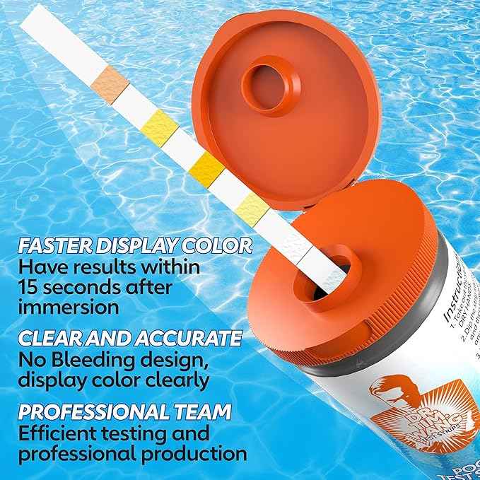 Pool and Hot Tub Test Strips - Medical-Grade Precision 7-1 Pool Test Kit - Testing pH, Free Chlorine(Bromine), Total Alkalinity & Cyanuric Acid & More - Pool Water Test Kit
