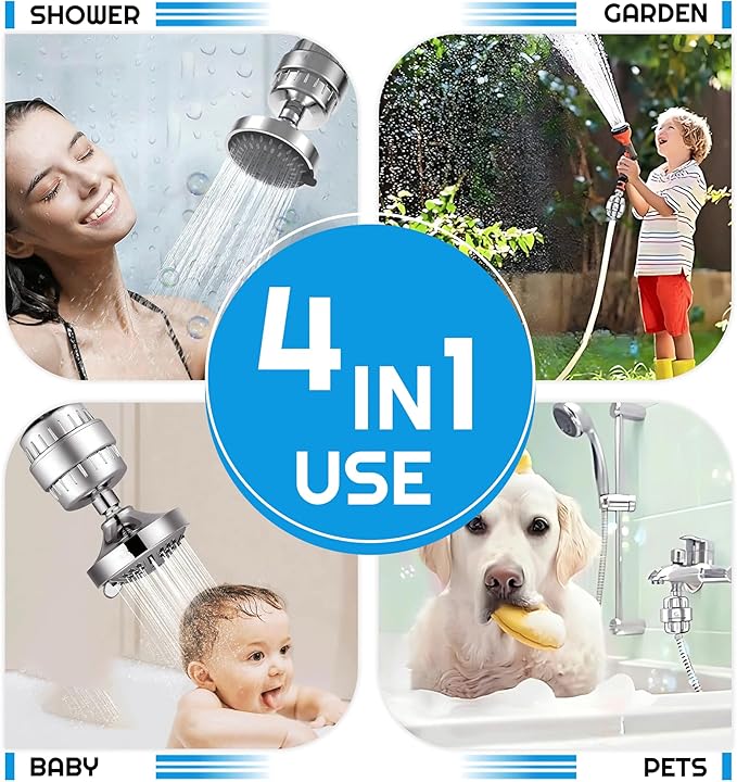 Showerhead Filter for Hard Water – 15-Stage High-Pressure Filtration with Vitamin C & E, Ideal for Skin & Hair Care, Universal Fit for All Shower Types, Easy Installation