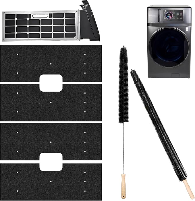 2025 New WH01X35719 Lint Filter, 4Pcs GE Washer Dryer Combo with dryer vent brush, Dryer Lint Filter Replacement, Hand Washable and Reusable,Models: PFQ97HSPVDS