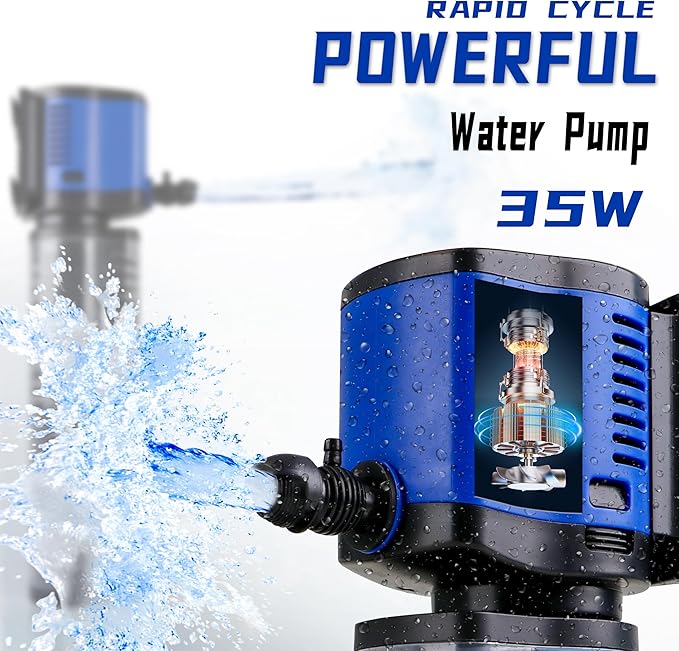 COOSPIDER Aquarium Filter Pond Filter for 100-300 Gallon, 660GPH Powerful Filtration Pump, Submersible Canister Filters for Fish Tank, Turtle Tank, Cold Plunge, Ice Bath Tub, Wavemaker, Oxygen Supply - AquaVibe