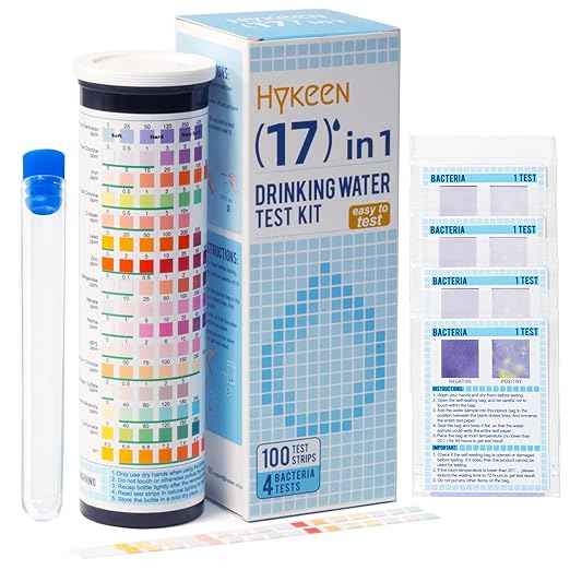 17 in 1 Water Testing Kits for Drinking Water, 100 Strips + 4 Bacteria Tests, Tap and Well Water Test Kit Easy to Test and Read for Hardness, Lead, Iron, pH, Copper, Bacteria and More