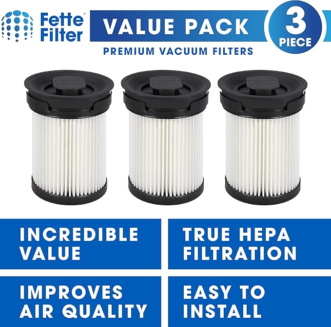 Fette Filter - Fine Dust Vacuum Filter Compatible with Miele TriFlex HX1 FSF Cordless Stick Vacuum Cleaners Series - Pack of 3 - AquaVibe