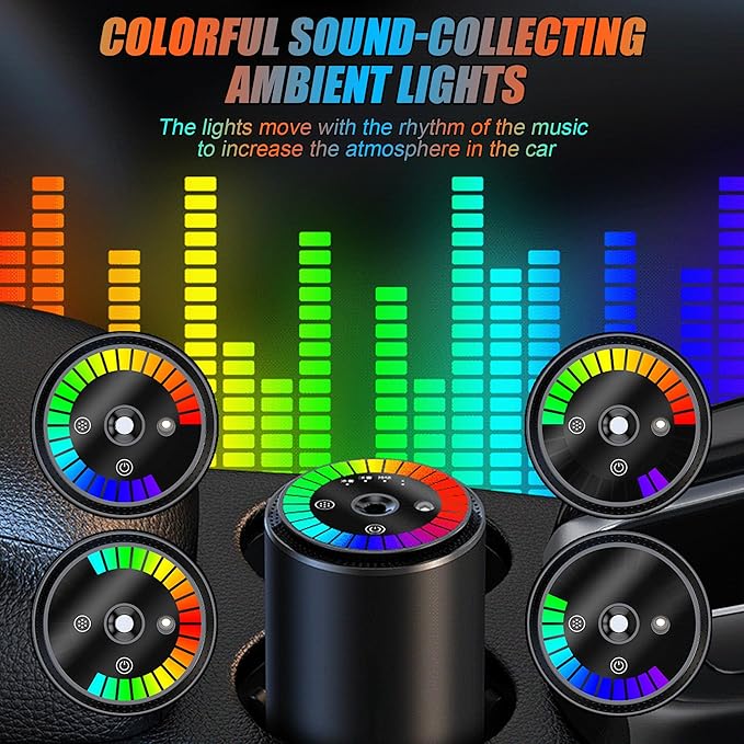 Smart Car Air Freshener, Car Air Freshener Diffuser with Starry Sky Projection and 50ml Perfume, Cars Scent Diffuser with RGB Music Syncing Light, 3 Mode Adjustable Auto On/Off Cars Diffuser, Cologne
