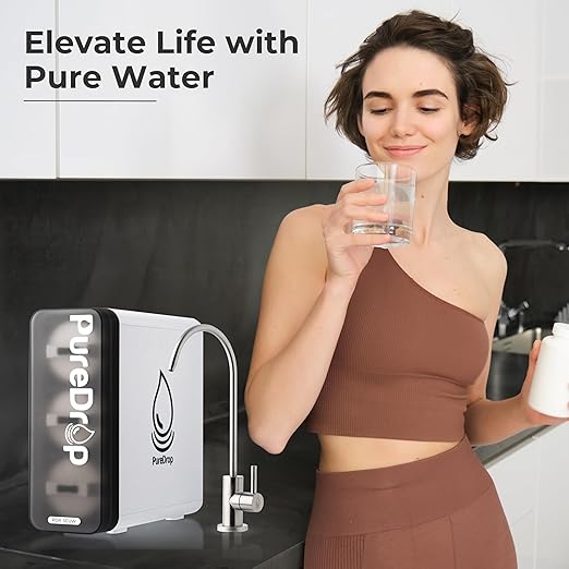 PureDrop PDR-3CUW 0.01μm Ultra-Filtration Under Sink Water Filter System, SGS-Tested Tankless 3-Stage Compact Undersink Water Filtration with Faucet, Removes Chlorine, Bad Taste & Odor, No Waste Water