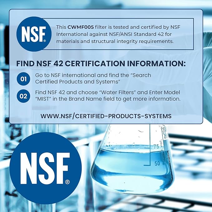 Mist EDR5RXD1 Refrigerator Water Filter Replacement for EveryDrop Filter 5, Whirlpool 4396508, 4396510, WF-NL240, Kenmore 46-9010 – NSF 42 Certified – 3 Pack