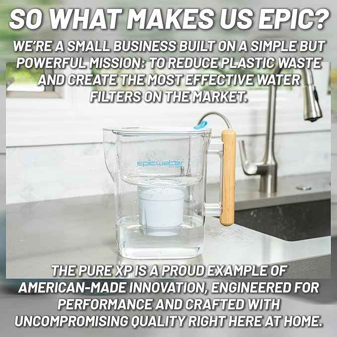 Epic Water Filters Pure REPLACEMENT Compatible with Epic Pure Water Pitcher/Removes Fluoride, Lead, Forever Chemicals, Heavy Metals, Industrial Pollutants/Filters 100 Gallons (1, Pure XP)