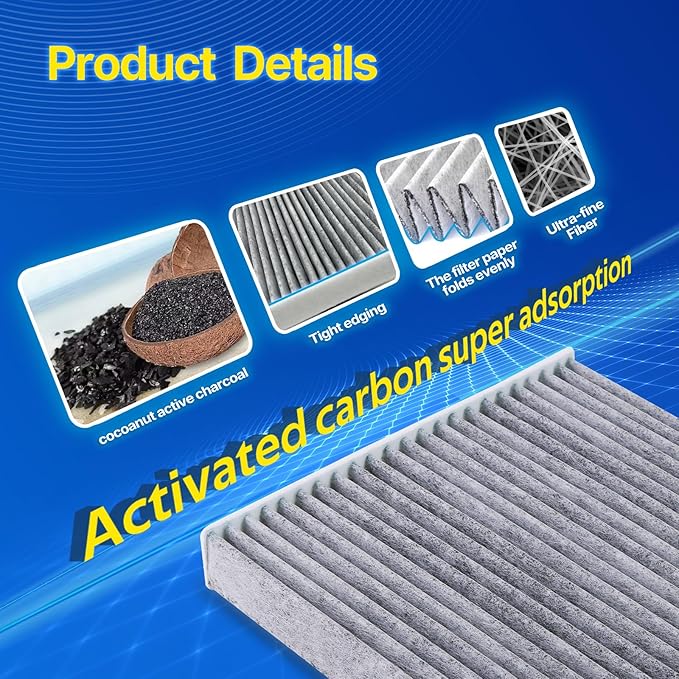 Cabin Air Filter Fits 2023 Hornet, 2016-2023 500X, 2014-2020 500L, 2017-2022 Compass, 2015-2023 Renegade, Replacement for CF11810