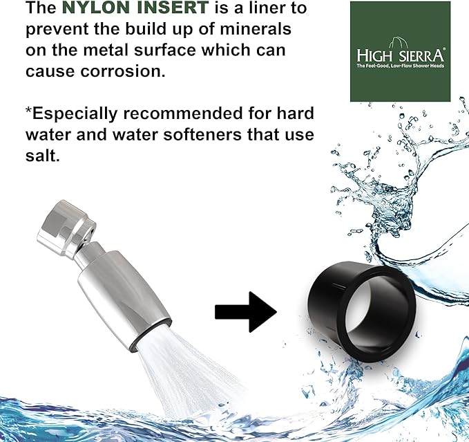 High Sierra® - Solid Lead-Free Metal 4-Way Combo HALF DOME® Fixed and Handheld Shower Head with Hose. Run Separately or Both at Full Flow - 1.5 GPM per Shower Head - Brushed Nickel Finish