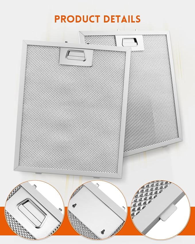 2 Pack Range Hood Filter Fit for Broan B5 Series, 9x10.25 Inch 5-Layer Stainless Steel Mesh Hood Vent Grease Filter, 230x260mm, Replacement S97018029, 1932913 - AquaVibe
