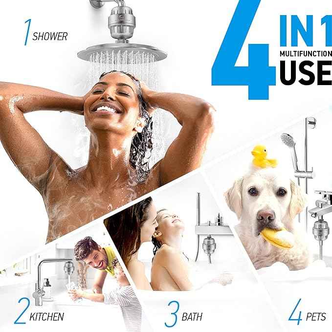 AquaHomeGroup Handheld Vitamin C E Shower Head - 20 Stage Filtration for Hard Water - 2x Filter Cartridge Bundle