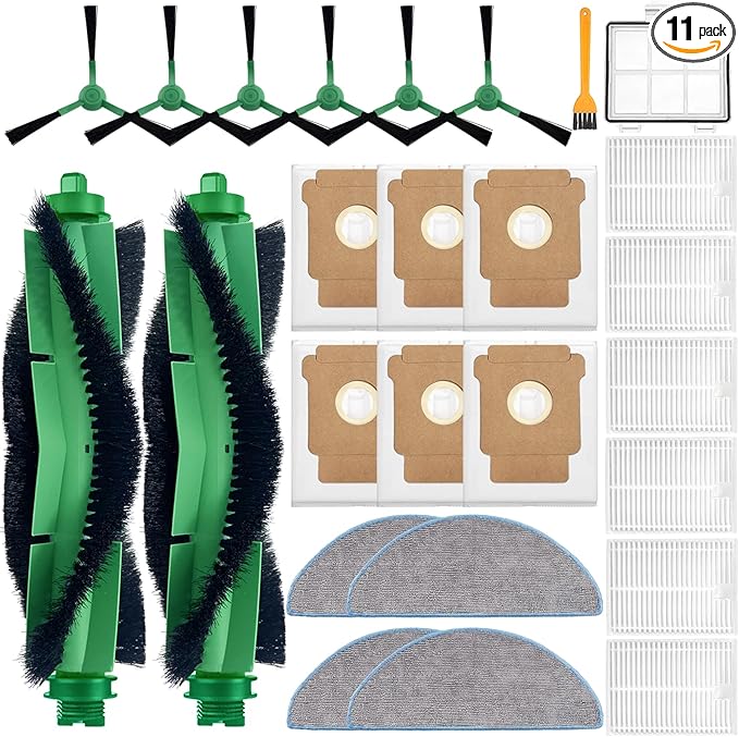 Replacement Parts Accessories Compatible with iRobot Roomba 104,105 Vac/Combo,Q052 Vac/Combo Q0520 105 Essential Vacuum Cleaner,2 Roller Brushes 6 Filters 1 Pre-Filter 4 Mop Pads 6 Side Brushes 6 Bags - AquaVibe