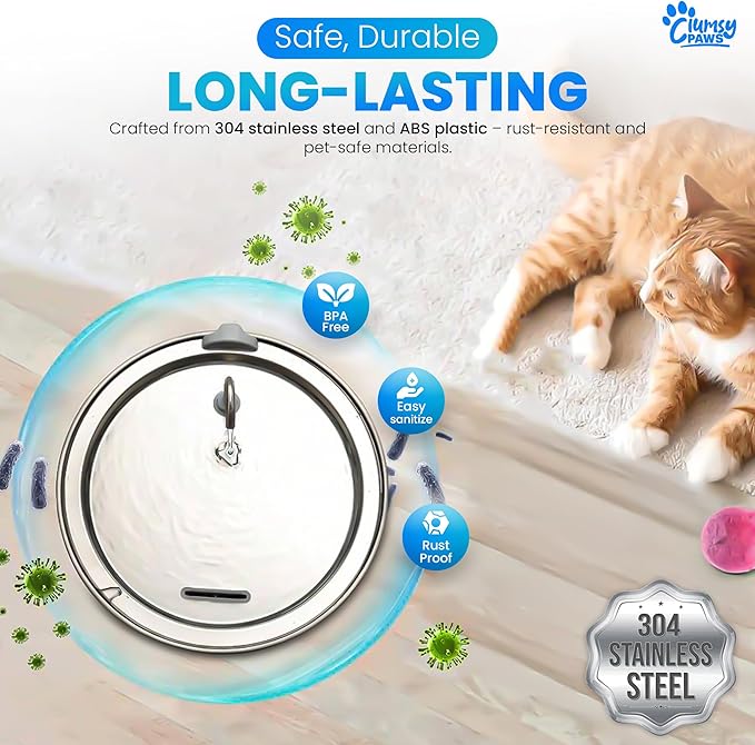Wireless Cat Water Fountain Stainless Steel, 4L Automatic Water Dispenser for Dogs, Cats & Other pet, Quiet Filtered Drinking Fountain with Dual Water Outlets and USB Power for Indoor Use