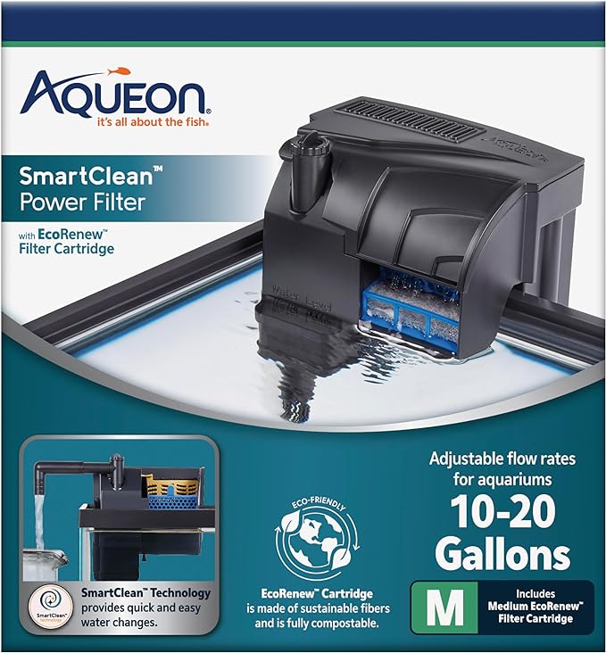 Aqueon Aquarium Fish Tank SmartClean Power Filter with EcoRenew Filter Cartridge, 10-20 Gallons (Pack of 12) - AquaVibe