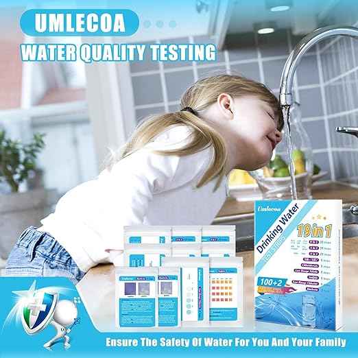 19 in 1 Drinking Water Test Kit with 100 All-in-One Water Test Strips & 2 Bacteria Tests - Home Water Quality Test Strips for Well, Tap Water, City Water, Tub and Swimming Pool Testing Strips