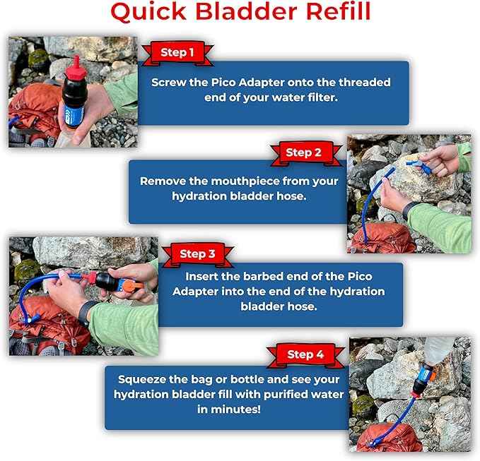 Hydration Bladder Adapter for Sawyer Squeeze Water Filters, 2 Pack – Quick Connect Reservoir Filler, Ultralight & Leak-Free for Backpacking & Hiking