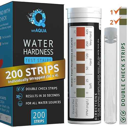 WeAQUA DoubleCheck Water Hardness Test Kit 200 Strips with Sample Cup - Hard Water Testing Strips (0-25 gpg / 0-425 ppm)