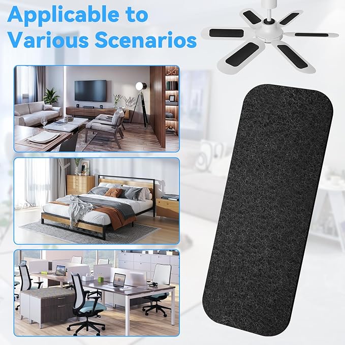 Ceiling Fan Air Filter -10 Pack Activated Coconut Shell Carbon Filter Rounded rectangle Unscented Universal Easy-Stick Ceiling Fan Blade Filters for Home Bedroom Living Room Office