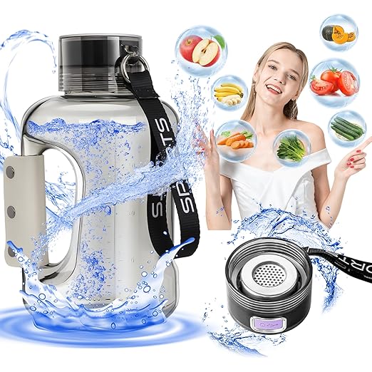 Hydrogen Water Bottle Generator 1.5L High-Capacity, USB Portable Hydrogen Water Machine, Hydrogen Water Ionizer Cup, Sports Water Bottle with SPE/PEM Technology (Grey)