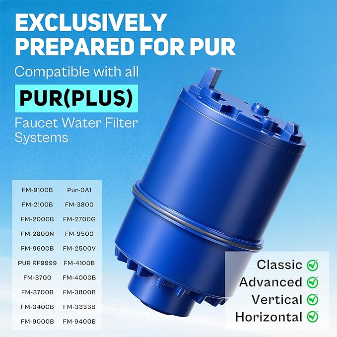 Faucet Water Filter Replacement for Pur and PUR PLUS Mounted Water Filter System RF-9999 RF-3375 FM-2500V FM-3700 FM-3400B etc| Ensure Clean Tap Water 6 Pack by TOMOON