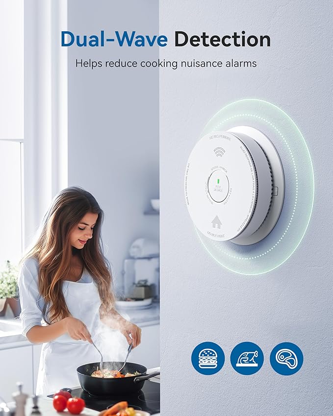 SITERWELL Smoke Detector Carbon Monoxide Detector Combo 10 Year Battery, Meets UL217-9th Standards, Reduced Nuisance Alarms, Smoke and Carbon Monoxide Detector with Bilingual Voice Alerts, 4 Pack