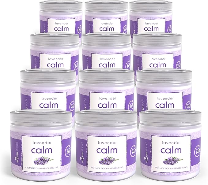 Wipex Odor Absorbing Gel Jar - Lavender, 15 Oz - Odor Eliminator for Home, Effective Odor Absorber, Long-Lasting Freshness, Ideal for Rooms, Offices, & Yoga Studios, 12pk