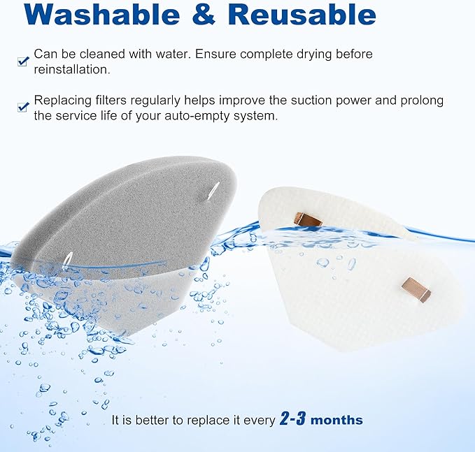 4 Pack IP3251 IP3252 IP3124 Auto Empty Dock Pre Motor Exhaust Foam Felt Filter Assemblies compatible with Shark Cordless PowerDetect Clean Empty Lightweight Stick Vacuum Auto Empty System, XAFFIP3251 - AquaVibe
