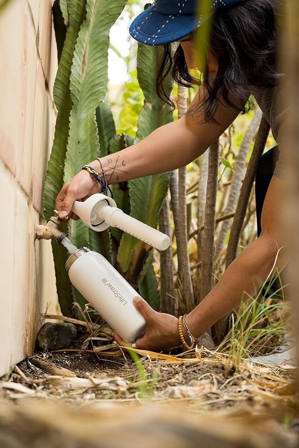 LifeStraw Go Series – Insulated Stainless Steel Water Filter Bottle for Travel and Everyday Use, Removes Bacteria, Parasites and Microplastics, Improves Taste, 24oz Orchid Pink