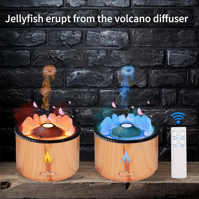 Eessential Oil Diffuser 360 ML,Volcano and Flame Air Diffuser/Humidifier, Red&Blue Light,1.76 floz Hotel Essential Oils,Diffusers for Home,Bedroom