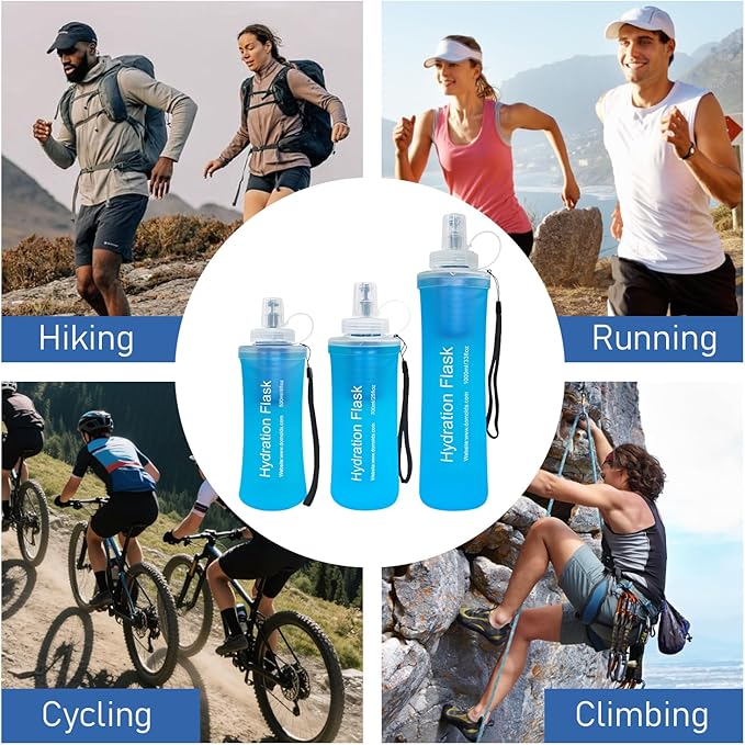700ML Soft Flask with Water Filter for Hiking, Camping & Travel - Collapsible TPU Water Bottle, 0.1 Micrometer Hollow Fiber Membrane for Clearer, Better Tasting Outdoor Water(Blue)