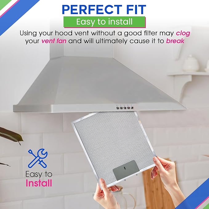 Bagean Range Hood Filter Replacement 12" x 10.5" W10169961A Compatible with Whirlpool Stove Hood Vent Filter - Aluminum Screen for Kitchen Overhead Exhaust Fan Blocks Grease & Filters Oven Air (1-Pk) - AquaVibe