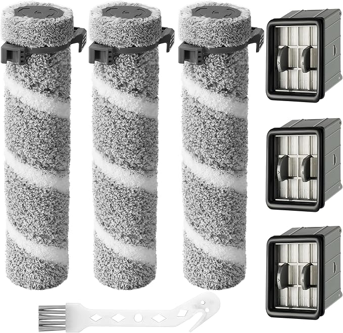 3930F 3933 3930 Brush Roll Filter Replacement Kit for Bissell CrossWave OmniForce Edge Cordless Multi-Surface Hard Floor Cleaner Wet Dry Vacuum, 3 HEPA Filters, 3 ZeroGap Brush Roll, 1640897, 1640066 - AquaVibe