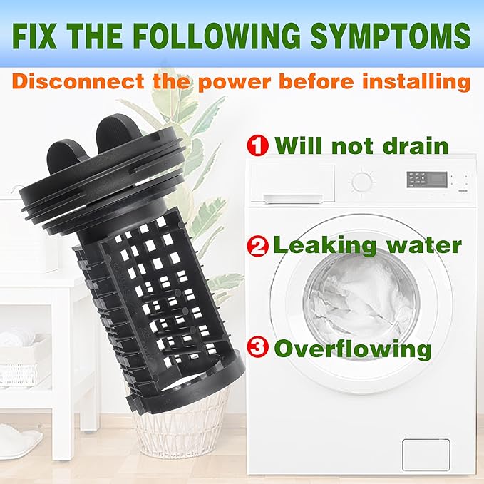 383EER2001A Washing Machine Drain Pump Filter Assembly - Compatible with LG Kenmore Washing Machines Replacement AP4440367 383EER2001F 5230ER3002AAGM75510601 PS3522306 383EER2001F - AquaVibe