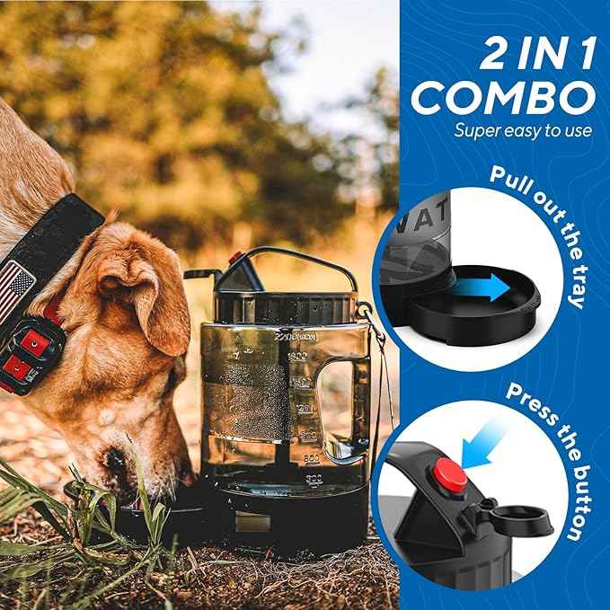 lesotc Portable Dog Travel Water Bottle, 77oz Large Travel Water Bowl for Dogs Camping Hiking Beach Hunting Essentials, Big Pet Bottles Bowl Water Dispenser for On The Go Park Car Walking Accessories