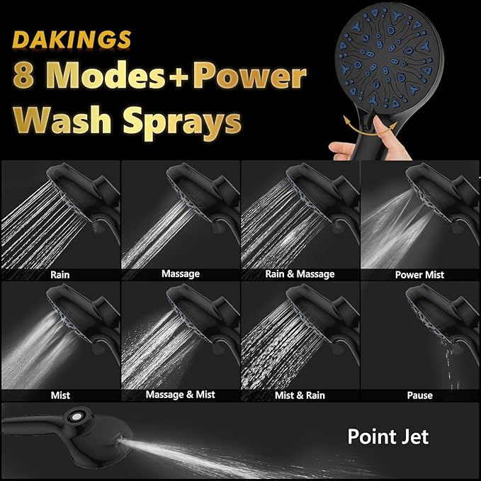 High Pressure Filtered Shower Head with Handheld, Upgrade Magnetic 10-Mode Handheld Showerhead Built-in Power Wash for Bathroom Cleaning, Detachable Shower Head with 71" Shower hose (Black)