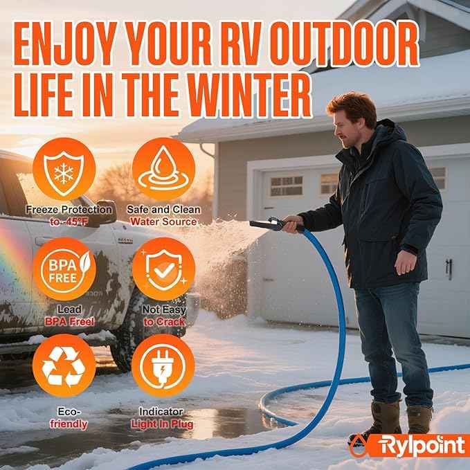 50FT Heated Water Hose for RV,Heated Drinking Water Hose,Lead and BPA Free,1/2"Inner Diameter,Temperatures Down to -47°F,Rv Accessories for Campers, Livestock, Agriculture