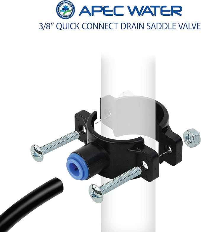 APEC Water Systems Drain Saddle Valves with 1/4" and 3/8" Quick Connect Fittings for Under-Sink Reverse Osmosis Systems