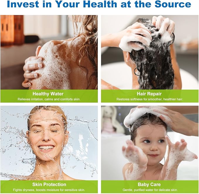 Shower Filter Replacement Cartridge, Multi-Stage Filtration Removes Chlorine, Heavy Metals & Impurities, Water Softener Revitalizes Skin, Hair & Nails, Blue