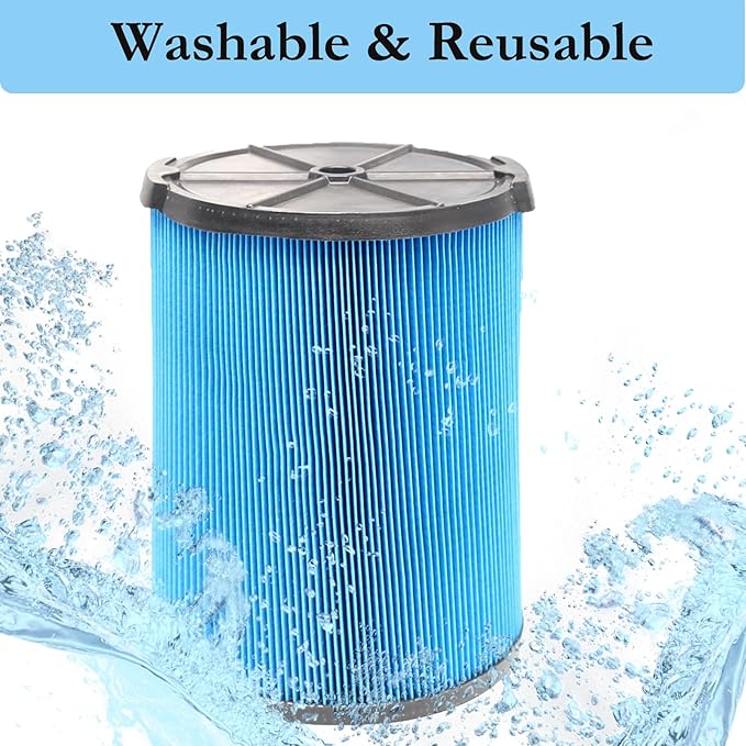 VF5000 3-Layer Pleated Vacuum Filter Compatible with Ridgid Shop Vac 6-20 Gallon Wet Dry Vacuums, Fine Dust Replacement Filter for Rigid WD1450 WD0970 WD1270 WD09700 WD06700 WD1680 WD1851 RV2400A - AquaVibe