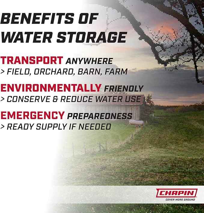 Chapin 97004: 15 Gallon Water Storage Tank, Utility Water Tank, Water Supply, for Farms, Acreage, Gardens, Orchards, Translucent White
