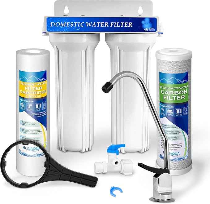Premium Under Sink Direct Connect Two Stage Water Filtration System with 100% lead-free Chrome faucet -Removes Chlorine, Bad Tastes, Odors And 99.99% of Contaminants